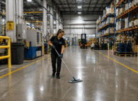 brightside cleaning cleaner working on the factory floor cleaning duties